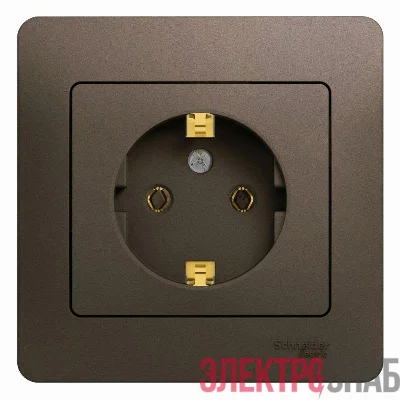 Розетка 1-м СП 1мод. Glossa 16А IP20 с заземл. в сборе шоколад SE GSL000842