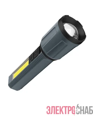 Фонарь аккумуляторный ручной 3Вт LED+5Вт COB LED zoom-линза Li-ion 18650 1200мА.ч корпус ABS-пластик индикатор уровня заряда USB-шнур в комплекте КОСМОС KOC124Lit