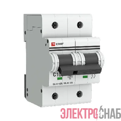 Выключатель автоматический модульный 2п C 100А 15кА ВА 47-125 PROxima EKF mcb47125-2-100C