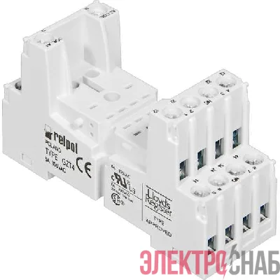 Цоколь GZT4 к реле R4 R4N Т-R4 на рейку DIN35 Relpol A8130-856050