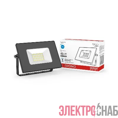 Прожектор светодиодный Elementary 20Вт 6500К IP65 1700лм 200-240В ДО черн. GAUSS 613100320P