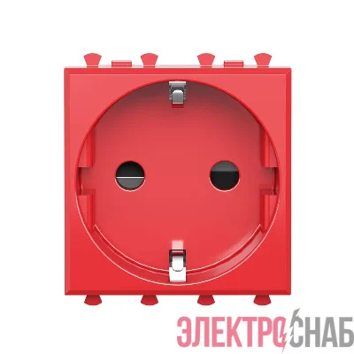 Розетка 1-м 2мод. Avanti "Красный квадрат" 16А IP20 2P+E защ. шторки красн. DKC 4401002