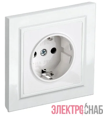 Розетка BRITE РСР14-1-0-БрБ 16А в сборе с заземл. защ. шторки бел. IEK BR-R14-16-K01-F