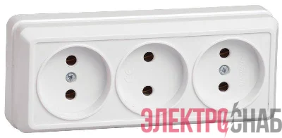 Розетка 3-м ОП Октава 10А IP20 без заземл. бел. IEK ERO30-K01-10-DC
