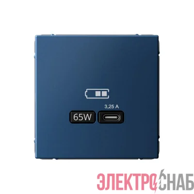 Розетка USB ArtGallery тип C 65Вт QC PD высокоскор. ЗУ механизм аквамарин SE GAL001127