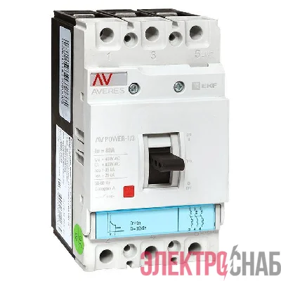 Выключатель автоматический 3п 80А 35кА AV POWER-1/3 TR AVERES EKF mccb-13-80-TR-av