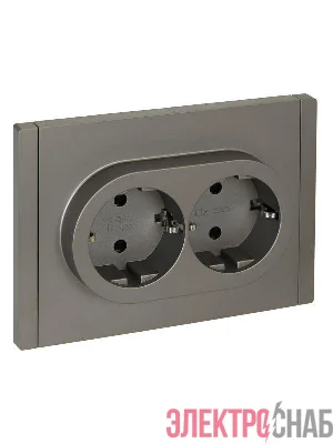 Розетка 2-м СП FORTE&PIANO FP523 16А с заземл. защ. шторки безвинт. крепл. сталь IEK FP-R24-16-1-K46