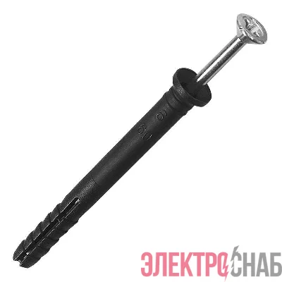 Дюбель-гвоздь 6х40мм потайной бортик полипропилен черн. (уп.100шт) Kranz KR-01-3621-011