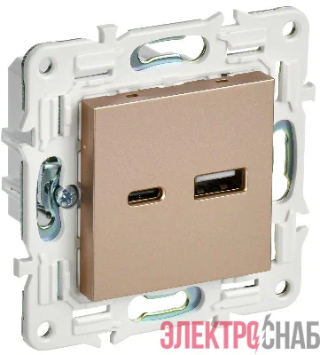 Розетка USB A+C 18Вт SKANDY SK-R13Sa песочн. IEK SK-U22-018-K98