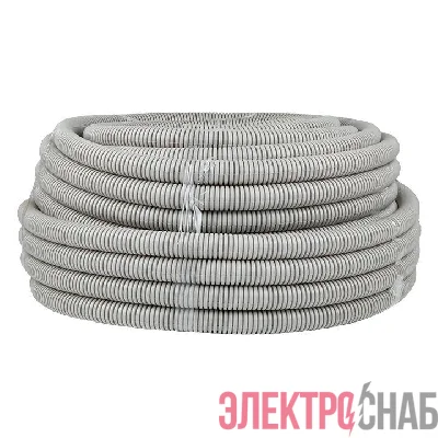 Труба гофрированная ПВХ d32мм с протяжкой сер. (уп.50м) Plast PROxima EKF tg-z-32