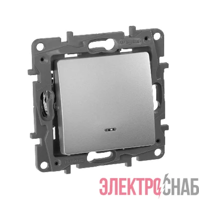 Выключатель 1-кл. СП Etika 10А IP20 250В 10AX с подсветкой/индикацией безвинтов. зажимы механизм алюм. IEK 672403