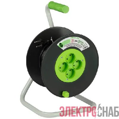 Удлинитель на пластик. катушке 4х15м без заземл. 6А IP20 GREEN LINE KAT-2x0.75-15m ПВС 2х0.75 Эра Б0065052