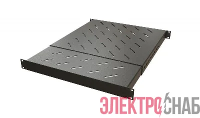 Полка с 19дюйм креплением раздвижная с регулируемой глубиной установки от 650мм до 1100мм 1U нагрузка до 150кг для установки в шкафы глубиной 800-1200мм TSD3M-1U-650/1100-RAL9005 черн. Hyperline 443449
