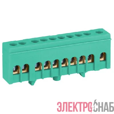 Шина PE земля в изолированном корпусе на DIN-рейку ШНИ-6х9-10-Д зел. NO-224-103 Эра Б0062938