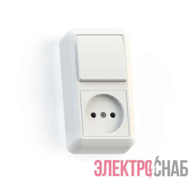 Блок комбинированный ОП БКВР-427 Оптима (1-кл. выкл. + розетка) бел. Кунцево 8060
