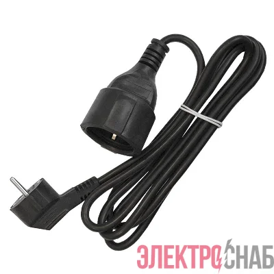Удлинитель-шнур 1х2м с заземл. 16А IP20 ПВС 3х1 черн. DOMTOK 2341