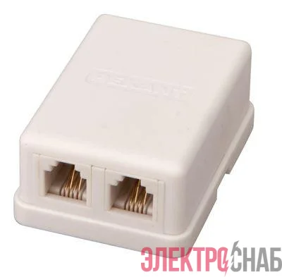 Розетка телефонная 2-м ОП RJ14 (6P4C) кат.3 бел. Rexant 03-0002