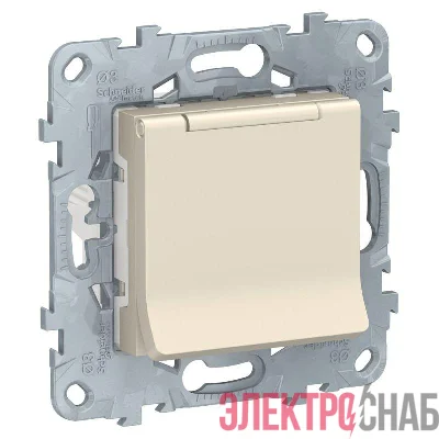 Механизм розетки UNICA NEW с защ. крышкой защ. шторки с заземл. 16А 250В IP40 беж. SchE NU503744TA