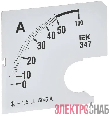 Шкала сменная для амперметра Э47 50/5А-1.5 72х72мм IEK IPA10D-SC-0050