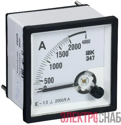 Амперметр Э47 96х96мм 2000/5А кл. точн. 1.5 IEK IPA20-6-2000-E