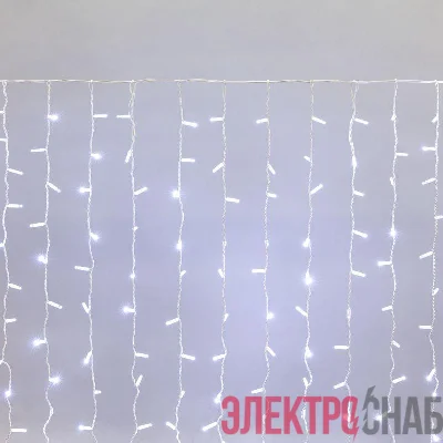 Гирлянда светодиодная "Светодиодный Дождь" 2х1.5м 300LED бел. 23Вт 230В IP65 постоян. свечение провод бел. (нужен шнур питания 303-500-1) Neon-Night 235-115