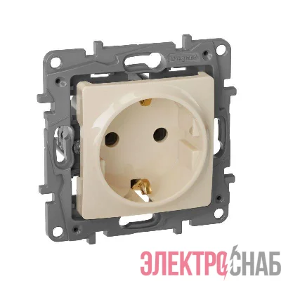 Розетка 1-м СП Etika 16А IP20 250В 2P+E с заземл. немецк. стандарт винтов. клеммы механизм сл. кость IEK 672321
