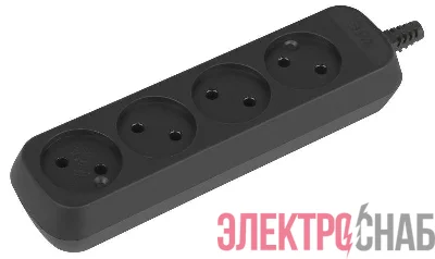 Колодка удлинителя 4-м без заземл. черн. KX-4-B Эра Б0061705