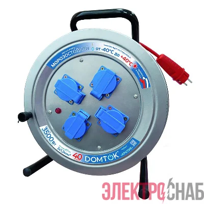 Удлинитель на метал. катушке 4х40м с заземл. 16А IP44 3.5кВт КГ 3х1.5 с защ. крышкой АРКТИК DOMTOK 2586