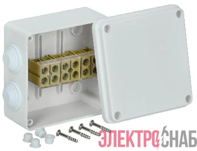 Коробка распаячная ОП КМ 100х100х50мм бел. IEK UKO10-100-050-100-K01-E