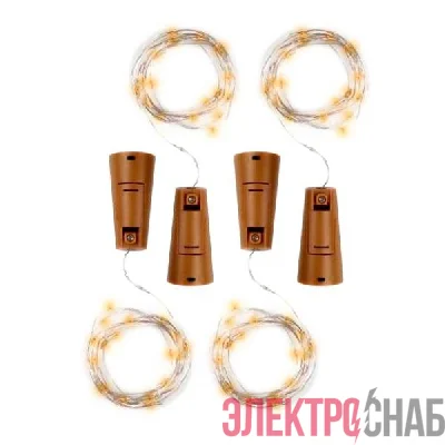 Гирлянда DC-G04-20YS4 пробки 20LED 3x(LR44/LR1154/AG13/G13) (в компл.) (уп.4шт) желт. ФАZА 5047914