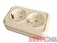 Розетка 2-м ОП 16А IP20 с заземл. крем. Makel 45282