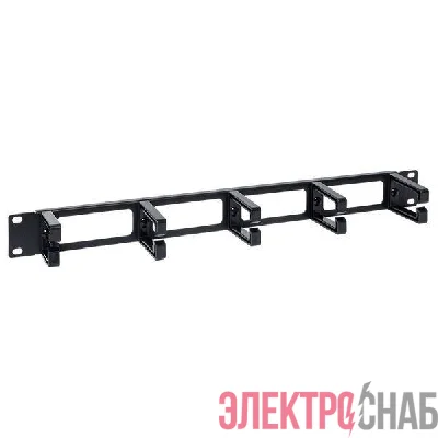 Органайзер кабельный TERACOM PRO 1U с 5 пластиковыми кольцами черн. EKF TRP-1CO-5R-PL-BK