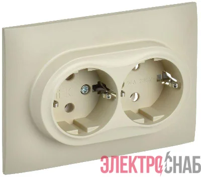 Розетка 2-м SKANDY 16А с заземл. без защ. шторок в сборе SK-R08B беж. IEK SK-R21-16-K10-F