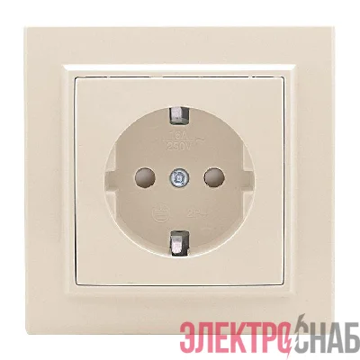 Розетка 1-м СП Минск 16А IP20 с заземл. защ. шторки беж. EKF ERR16-028-200