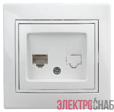 Розетка СП Plano 1-303-01 информационная RJ45 IP20 бел. Intro Б0027621