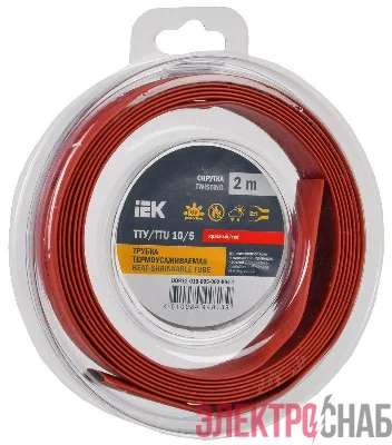 Трубка термоусадочная ТТУ нг-LS 10/5 красн. (уп.2м) IEK UDR12-010-005-002-K04-T