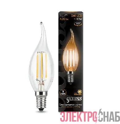 Лампа светодиодная Black Filament Свеча на ветру E14 5Вт 2700К Gauss 104801105