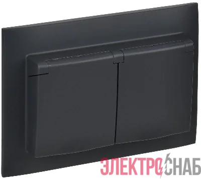 Розетка 2-м SKANDY 16А IP44 с крышкой в сборе SK-R12G графит IEK SK-R26-16-44-K53-F