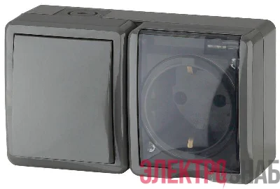 Блок ОП розетка+выключатель 11-7401-03 16АХ(10AX)-250В IP54 Эксперт сер. ЭРА Б0020734