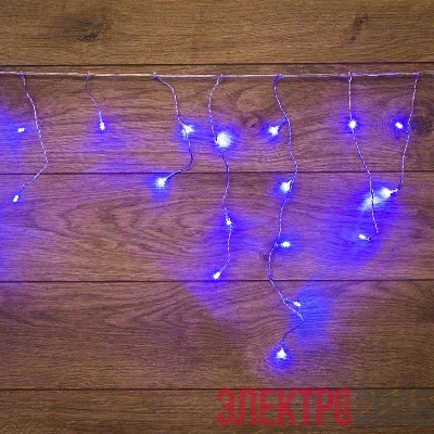 Гирлянда светодиодная "Айсикл" (бахрома) 1.8х0.5м 48LED син. 4.1Вт 230В IP20 провод прозр. Neon-Night 255-013