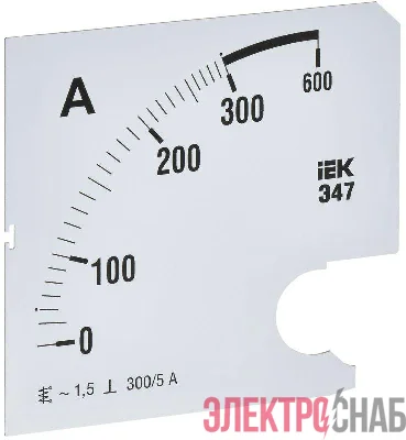 Шкала сменная для амперметра Э47 300/5А-1.5 96х96мм IEK IPA20D-SC-0300