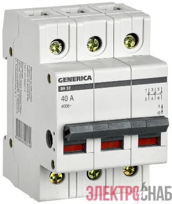 Выключатель нагрузки (мини-рубильник) 3п 40А ВН-32 GENERICA MNV15-3-040