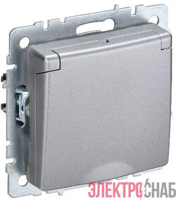 Розетка BRITE РСбш10-3-БрА 16А IP20 с заземл. защ. шторки с крышкой механизм алюм. IEK BR-R16-16-K47
