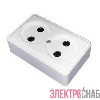 Розетка 2-м ОП 10А IP20 без заземл. бел. БЕЛТИЗ РА10-012