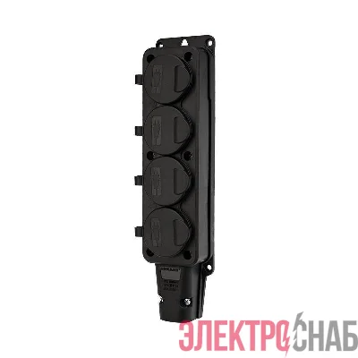 Розетка штепсельная четырехместная влагозащ. с/з 16А IP54 каучук Rexant 111-114