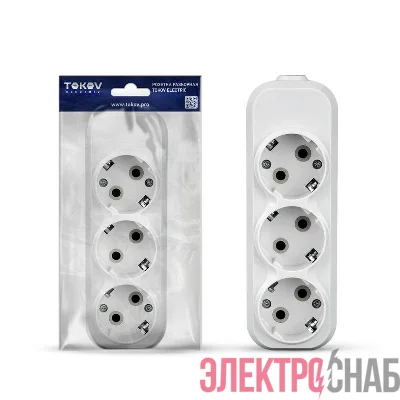 Колодка удлинителя 3-м 16А с заземл. АБС-пластик бел. TOKOV ELECTRIC TKE-C01-KU3-Z