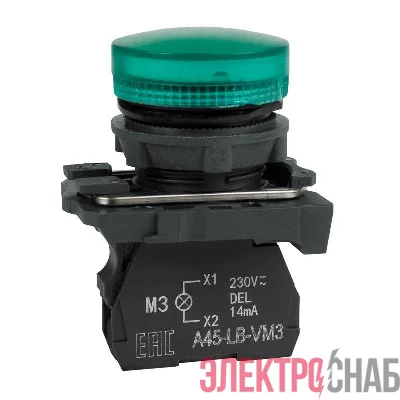 Лампа сигнальная OptiSignal D22 C5-L-M3 зел. пластик 230-240VAC XB5AVM3 КЭАЗ 332188