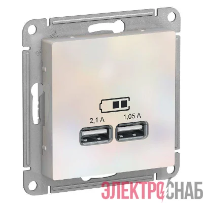 Механизм розетки USB AtlasDesign 5В 1порт х 2.1А 2порта х 1.05А жемчуг SchE ATN000433