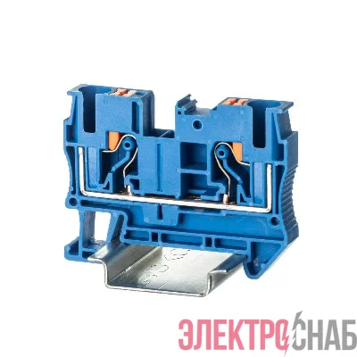 Клемма проходная зажим push-in 2 точки подключения 6кв.мм син. DKC VPR-6-BU