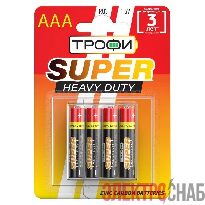 Элемент питания солевой AAA/R03 R03-4BL (блист.4шт) Трофи C0033712